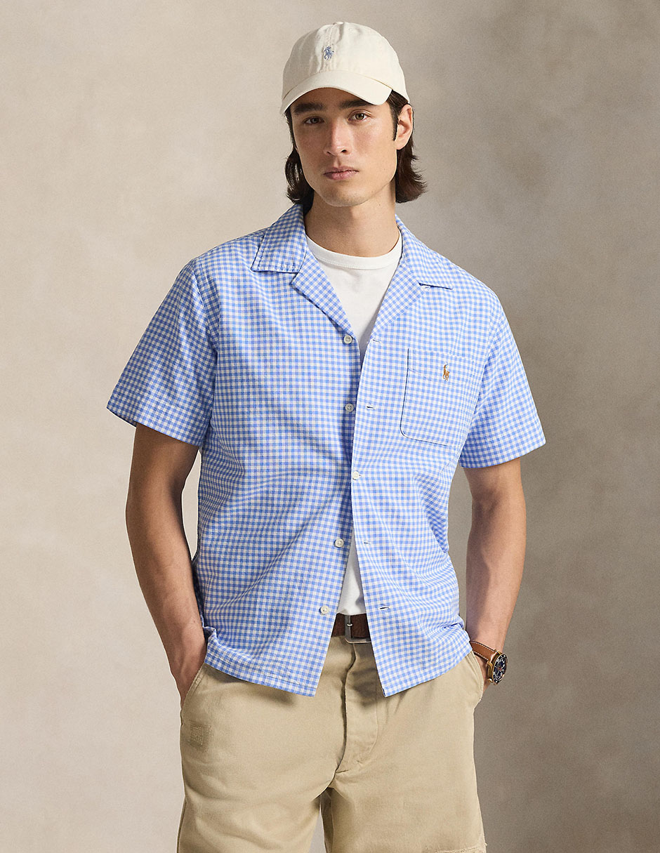 Camisa casual de algodón manga corta para hombre