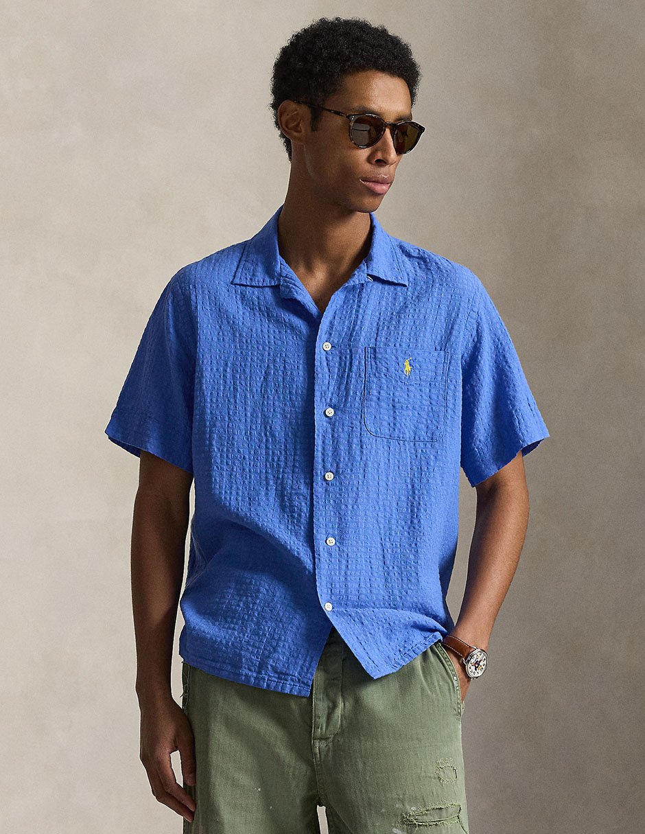 Camisa casual manga al codo para hombre