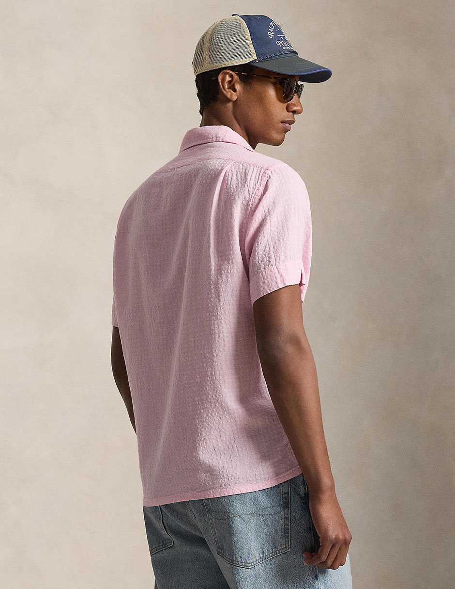 Camisa business casual de lino manga corta para hombre 2
