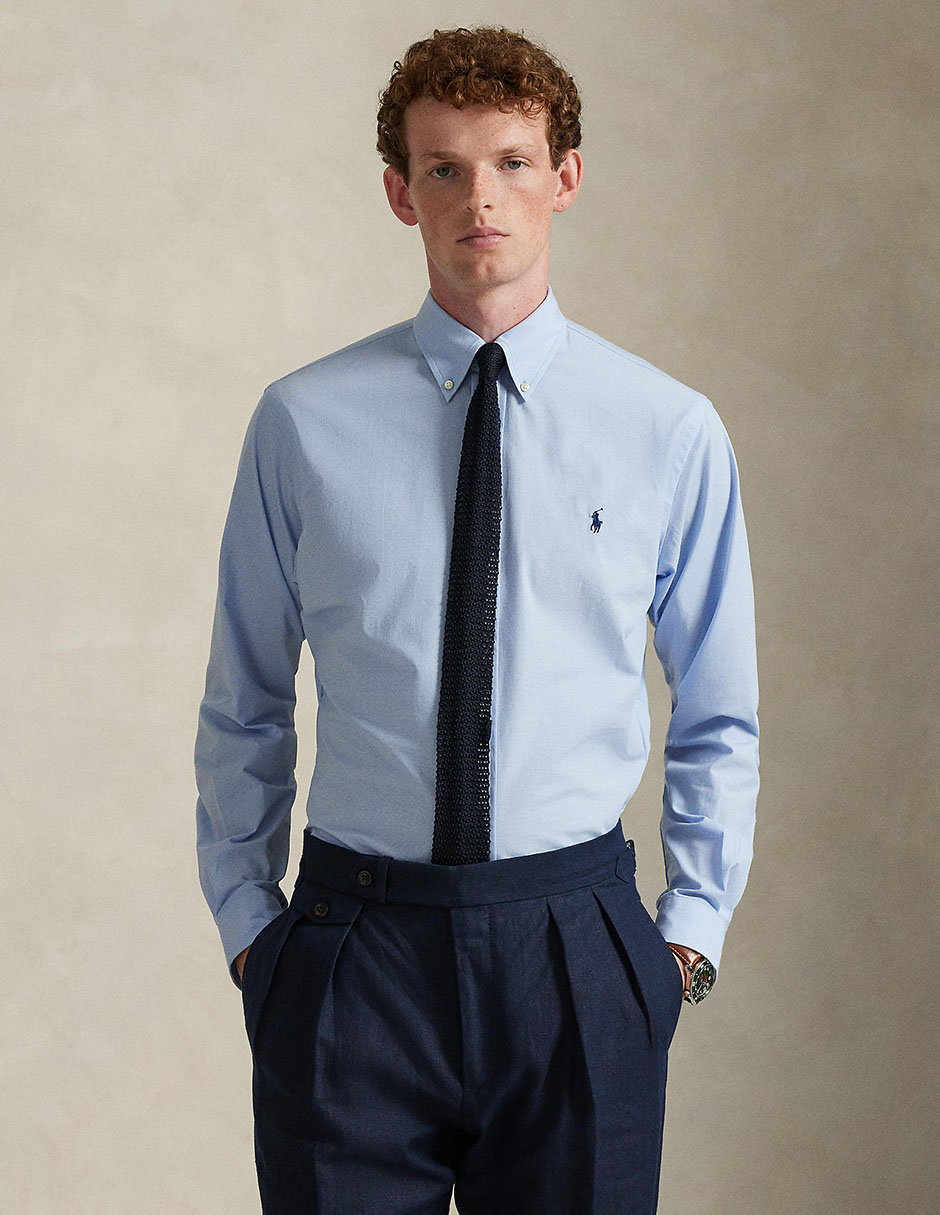 Camisa business casual de algodón manga larga para hombre