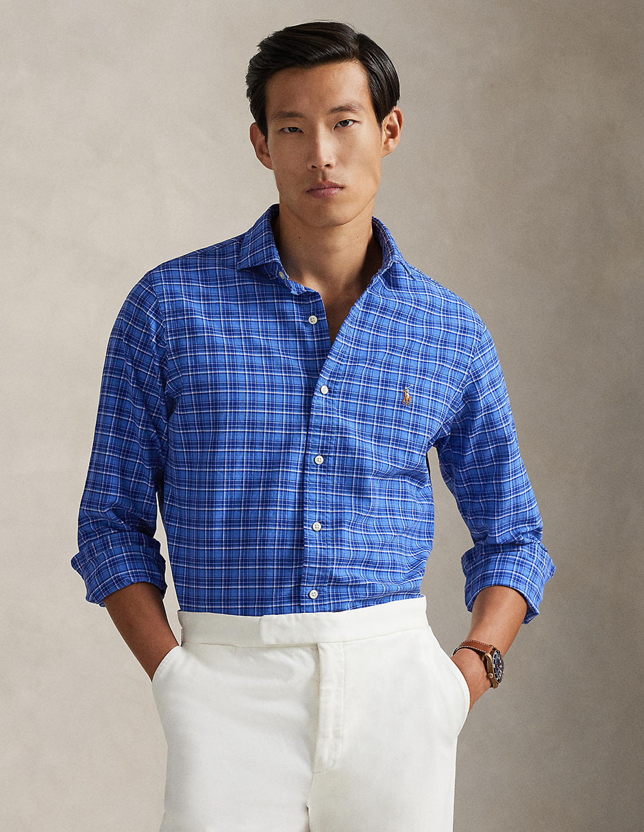 Camisa business casual de algodón manga larga para hombre