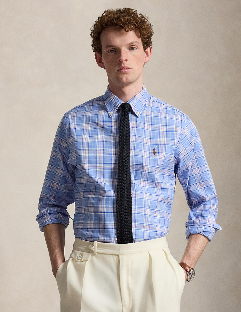 Camisa business casual de algodón manga larga para hombre