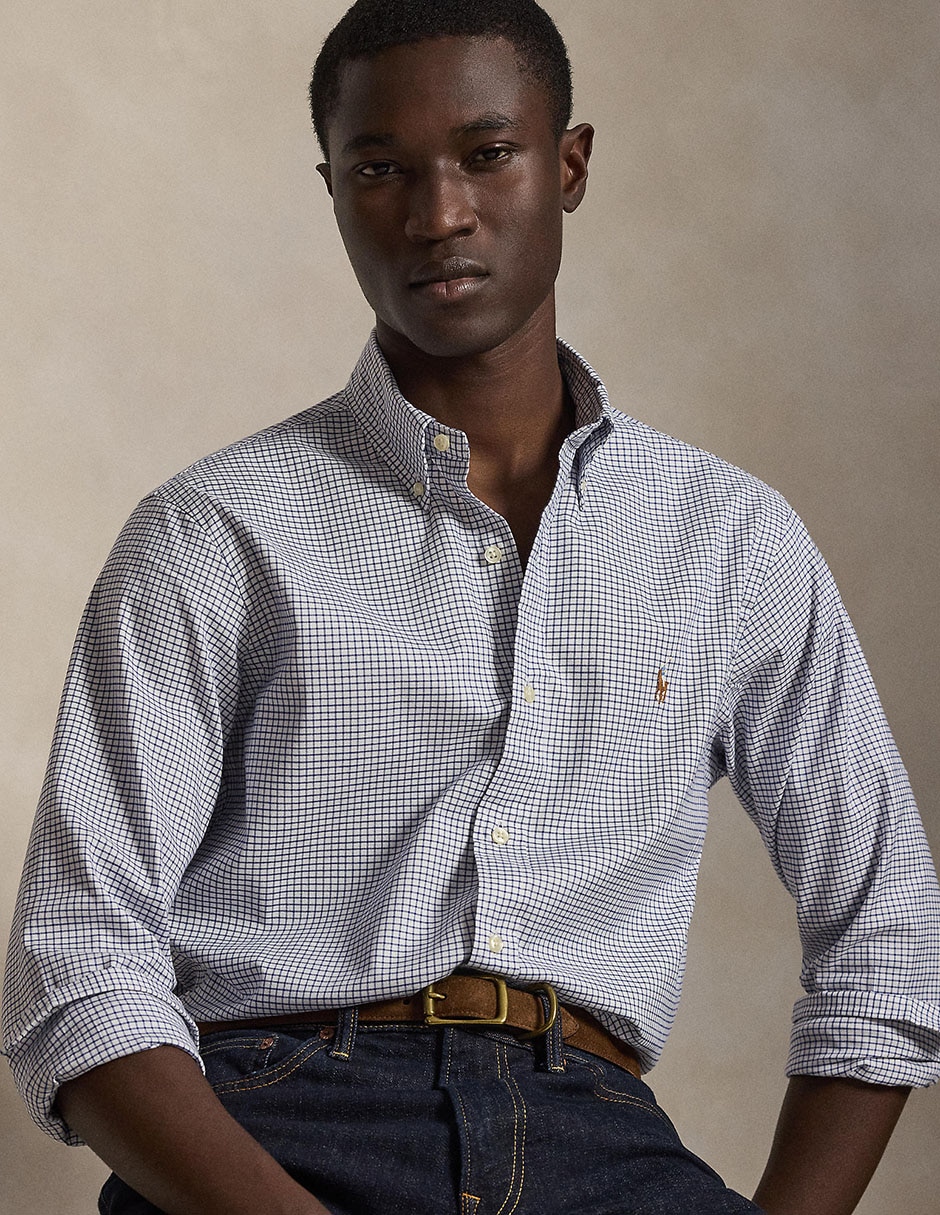 Camisa business casual de algodón manga larga para hombre 4
