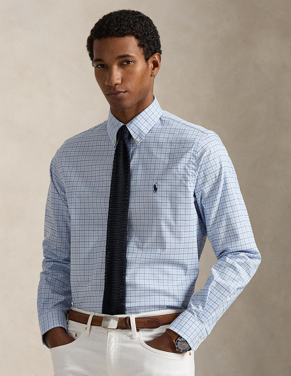 Camisa business casual de algodón manga larga para hombre