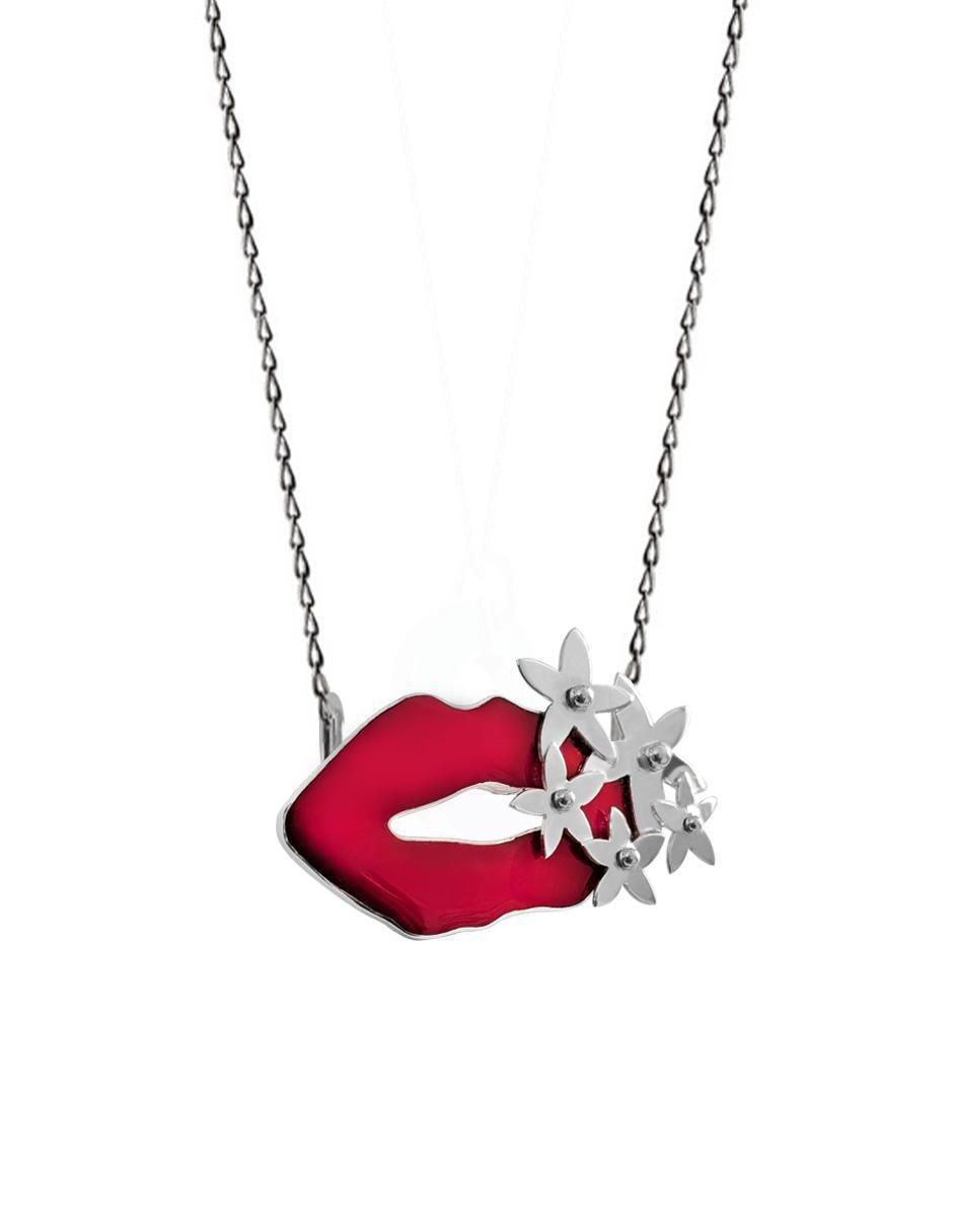Collar de labios de plata P 925