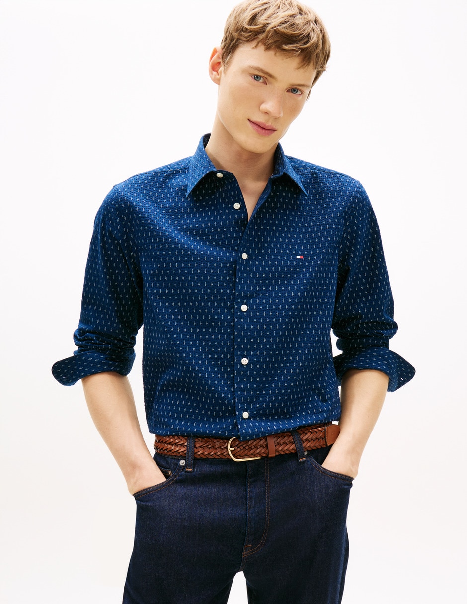Camisa casual Hilfiger de algodón manga larga para hombre Camisa casual Hilfiger de algodón manga larga para hombre