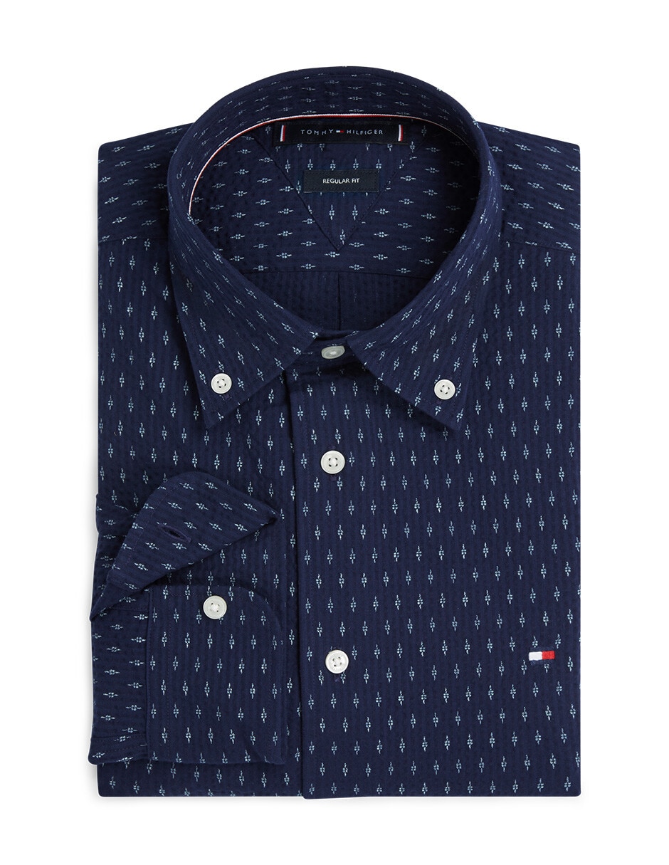 Camisa casual Hilfiger de algodón manga larga para hombre 4