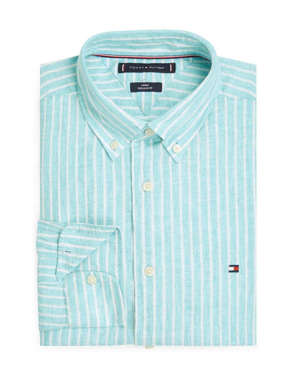 Camisa casual de lino manga larga para hombre 2