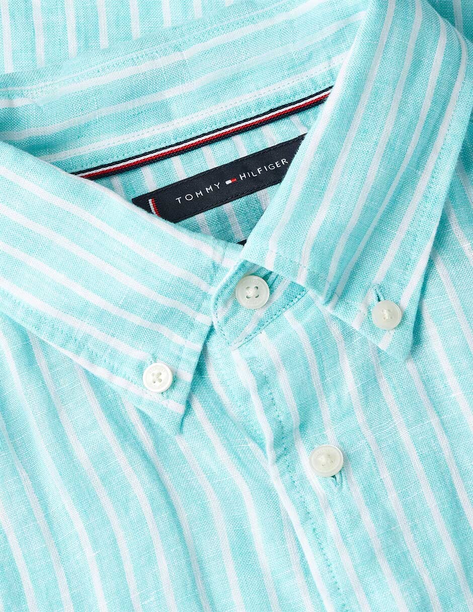 Camisa casual de lino manga larga para hombre 4