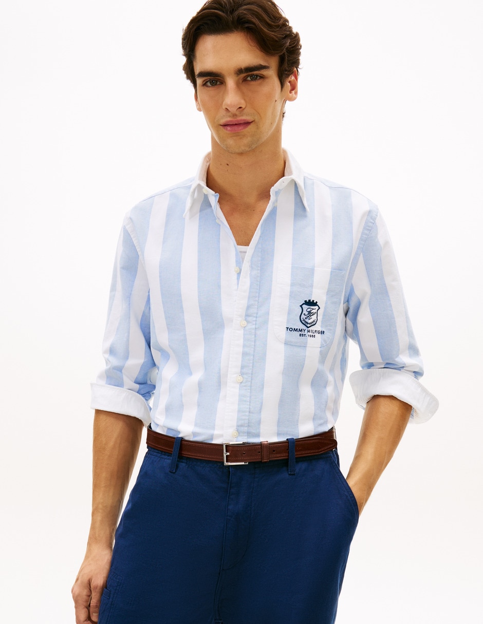 Camisa casual Hilfiger de algodón manga larga para hombre Camisa casual Hilfiger de algodón manga larga para hombre