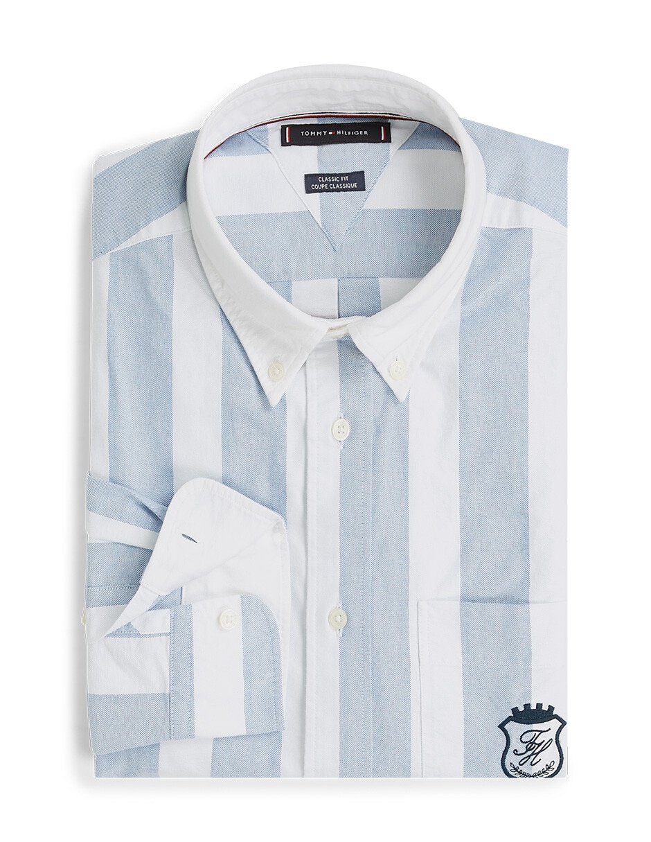 Camisa casual Hilfiger de algodón manga larga para hombre 5