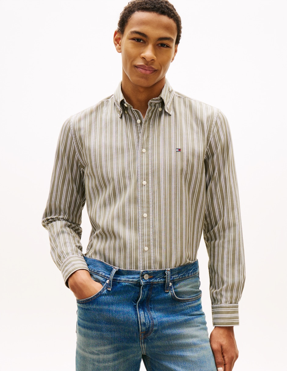 Camisa casual Hilfiger de algodón manga larga para hombre