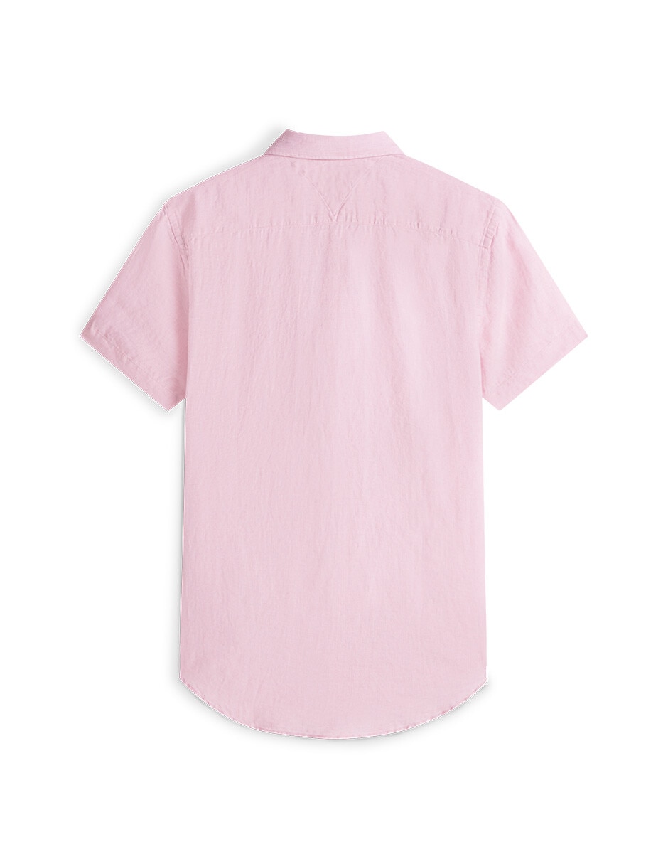 Camisa casual Hilfiger de lino manga corta para hombre 2