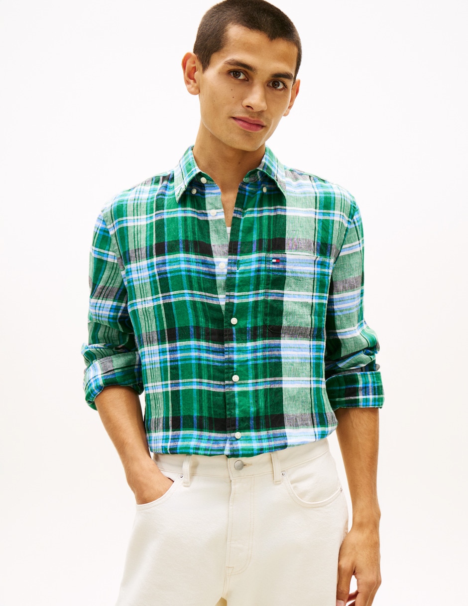 Camisa casual de lino manga larga para hombre Camisa casual de lino manga larga para hombre
