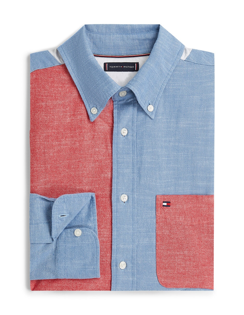 Camisa casual Hilfiger de algodón manga larga para hombre 5