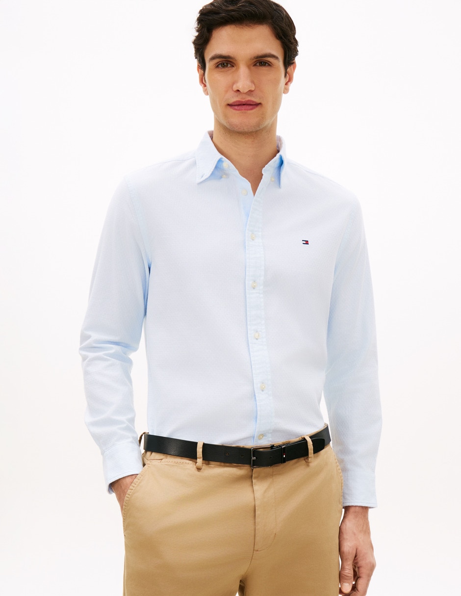 Camisa casual Hilfiger de algodón manga larga para hombre