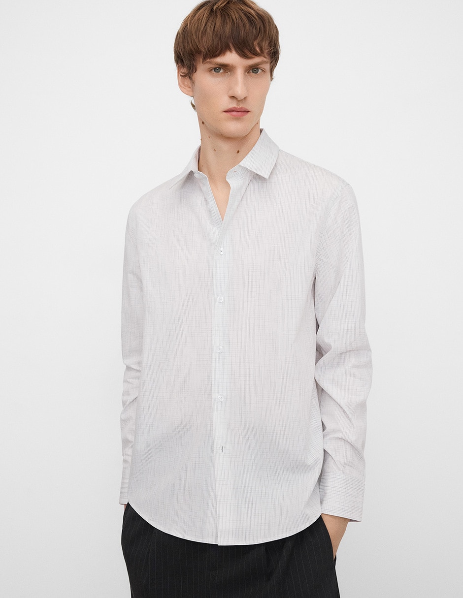 Camisa casual de algodón manga larga para hombre Camisa casual de algodón manga larga para hombre