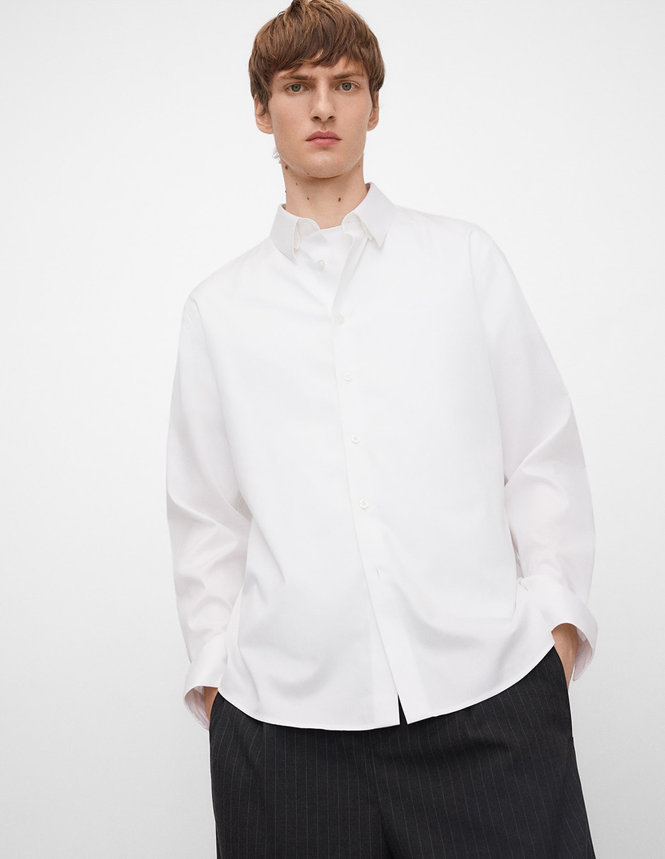 Camisa casual de algodón manga larga para hombre Camisa casual de algodón manga larga para hombre