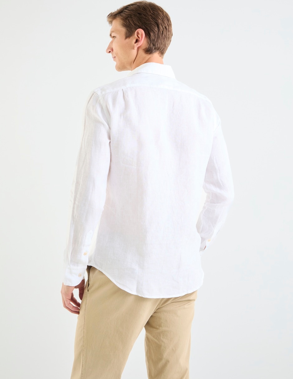 Camisa casual de lino mang larga para hombre 6