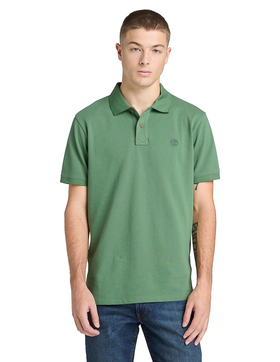 Playera Tee cuello con botón para hombre