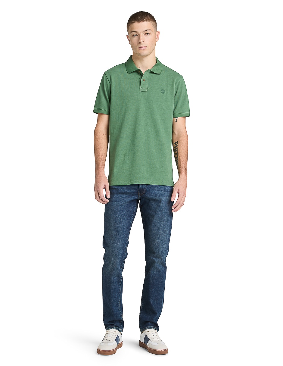 Playera Tee cuello con botón para hombre 2