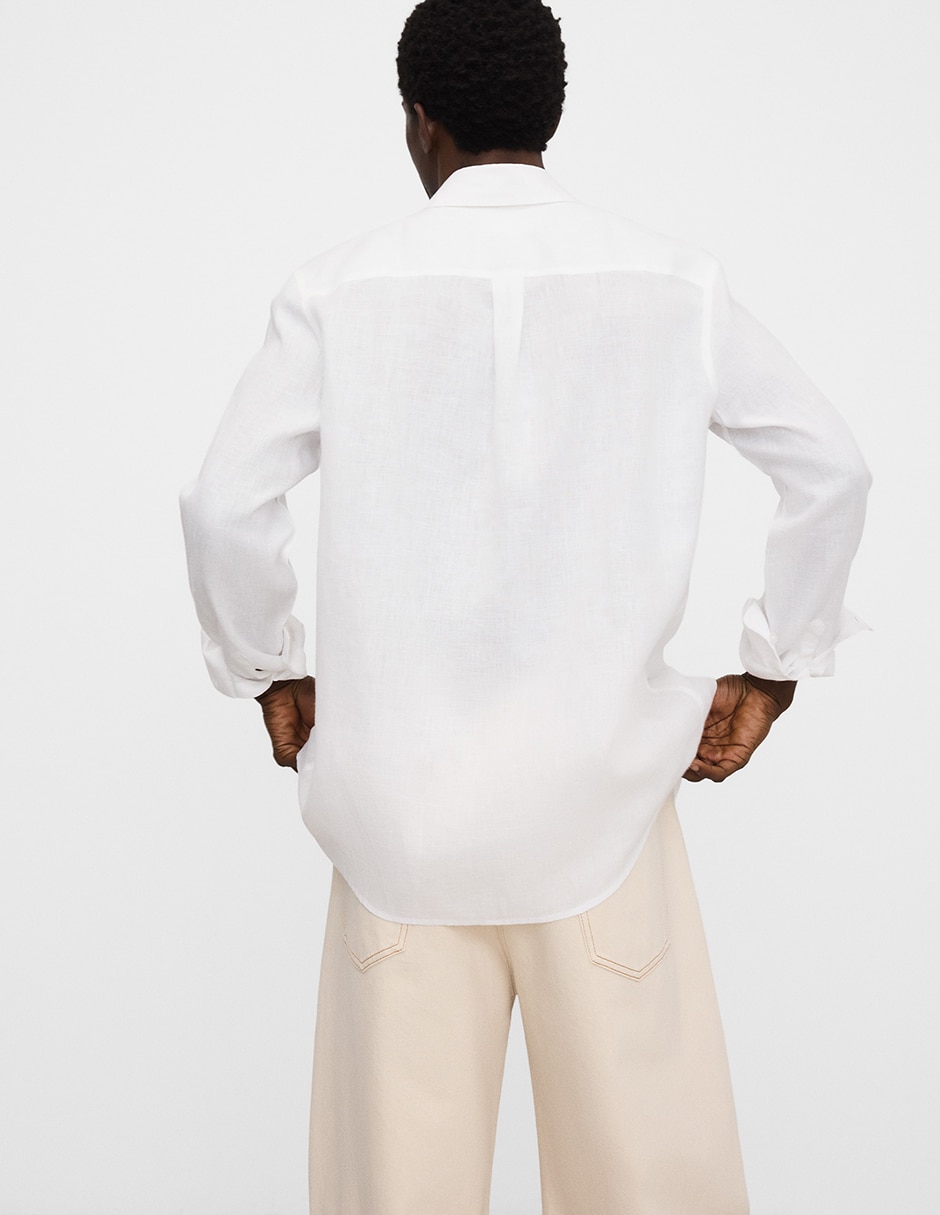 Camisa casual de lino manga larga para hombre 3