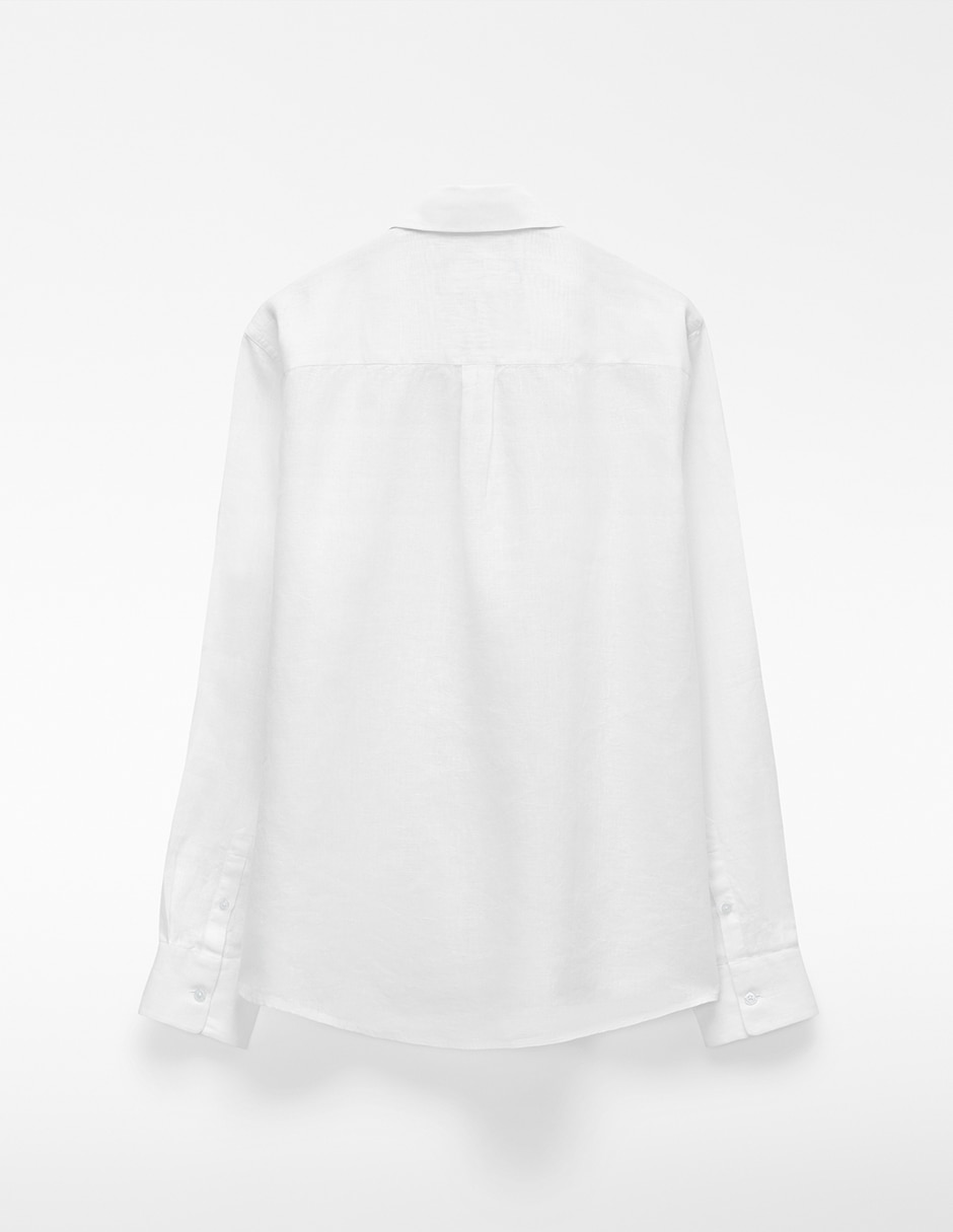 Camisa casual de lino manga larga para hombre 6