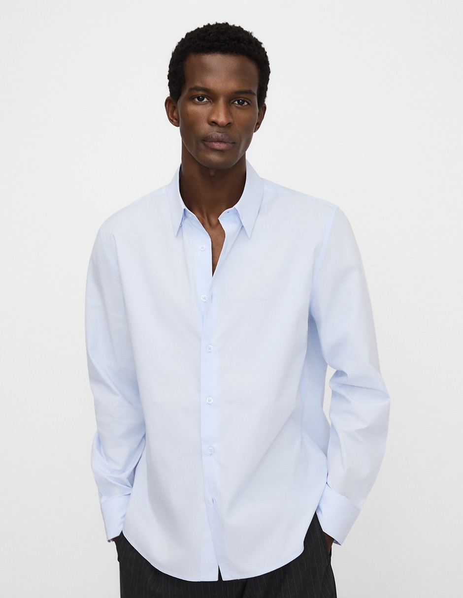 Camisa casual de algodón manga larga para hombre
