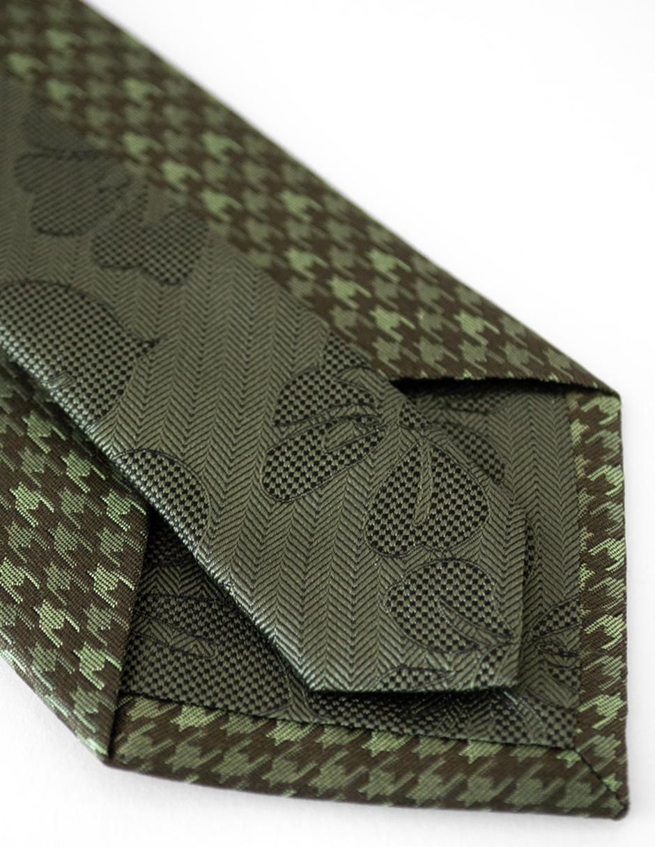 Corbata regular de seda estampado pata de gallo para hombre 5