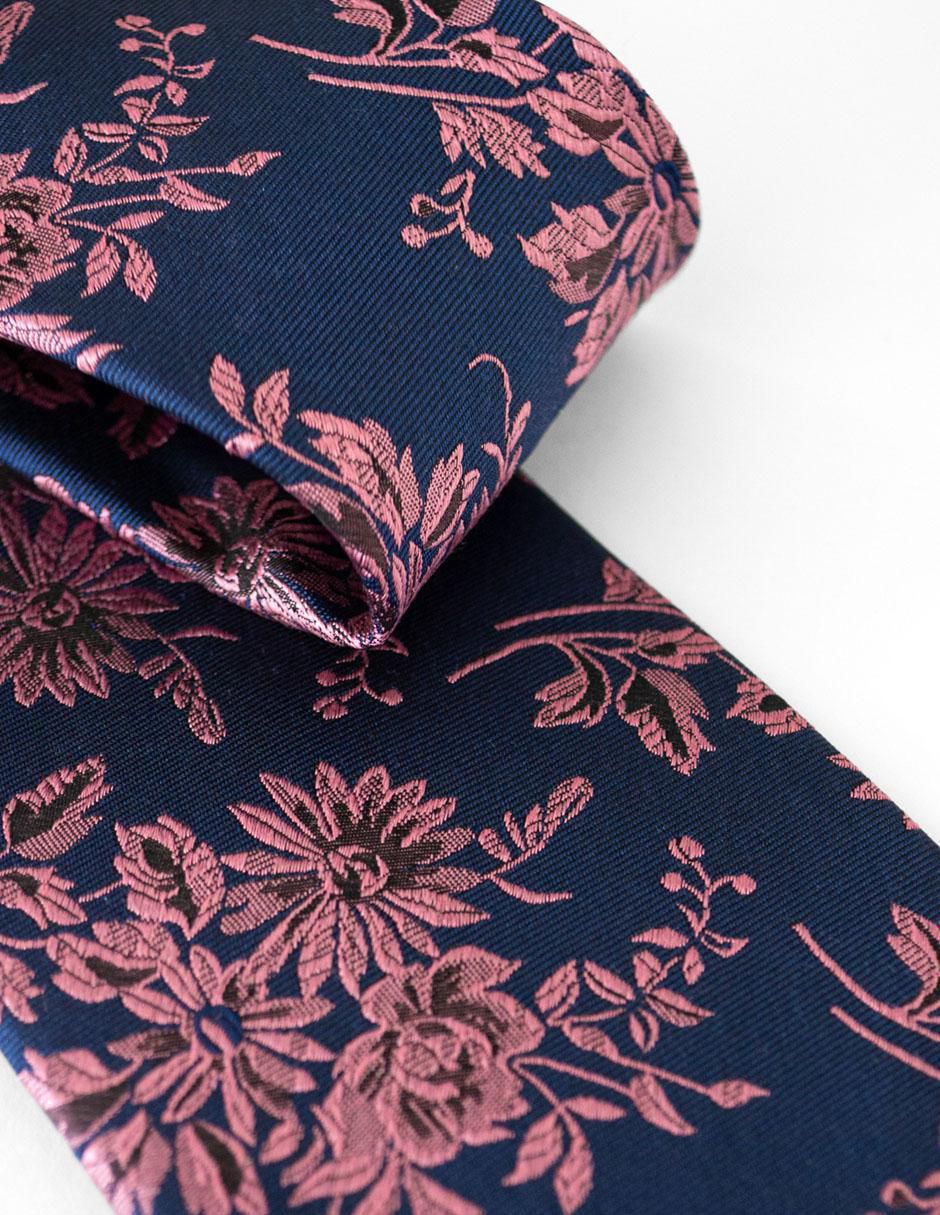 Corbata regular de seda estampado floral para hombre 4