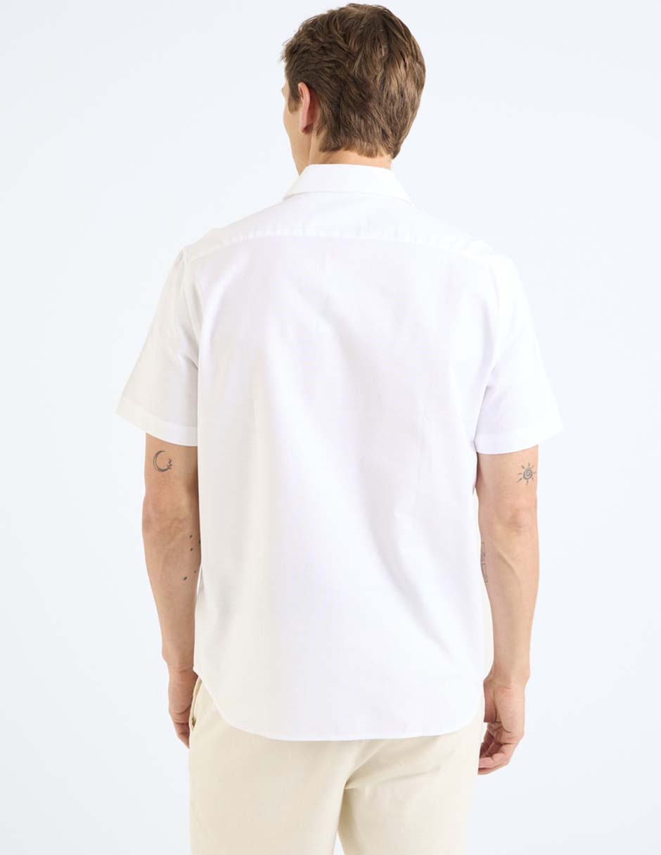 Camisa casual de algodón manga corta para hombre 6