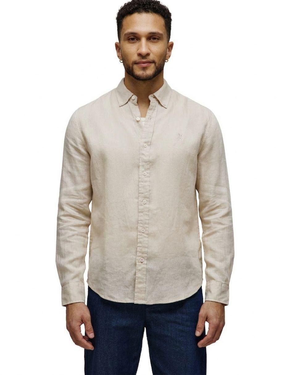 Camisa casual de lino manga larga para hombre Camisa casual de lino manga larga para hombre