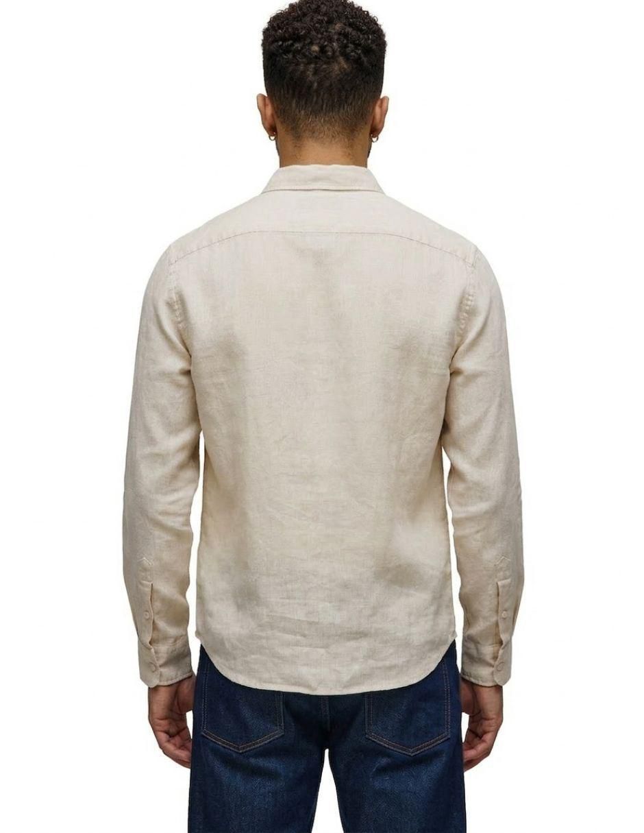 Camisa casual de lino manga larga para hombre 2
