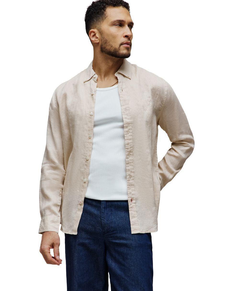 Camisa casual de lino manga larga para hombre 3