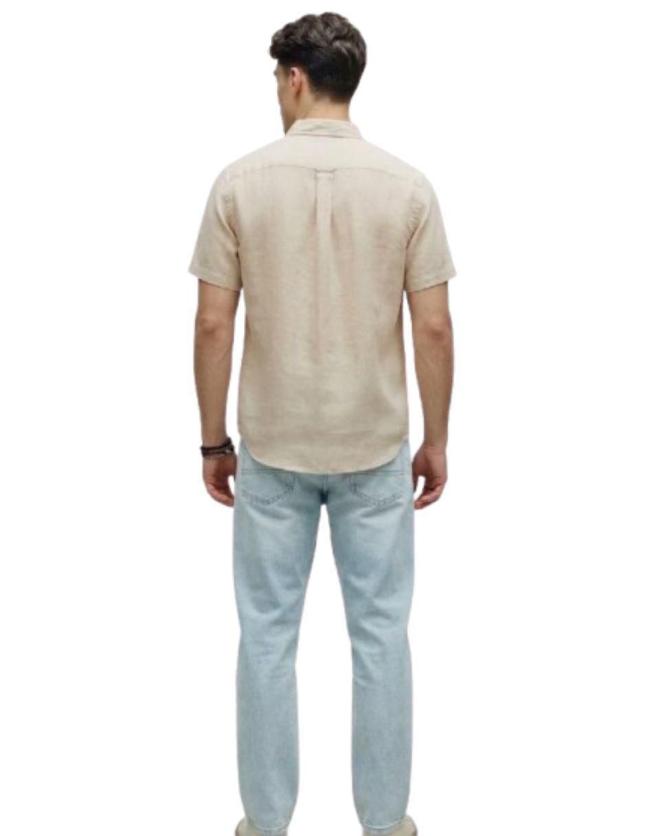 Camisa casual de lino manga corta para hombre 2