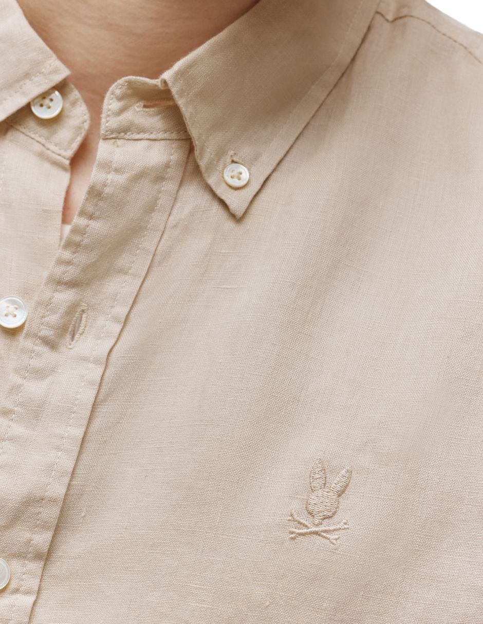 Camisa casual de lino manga corta para hombre 4