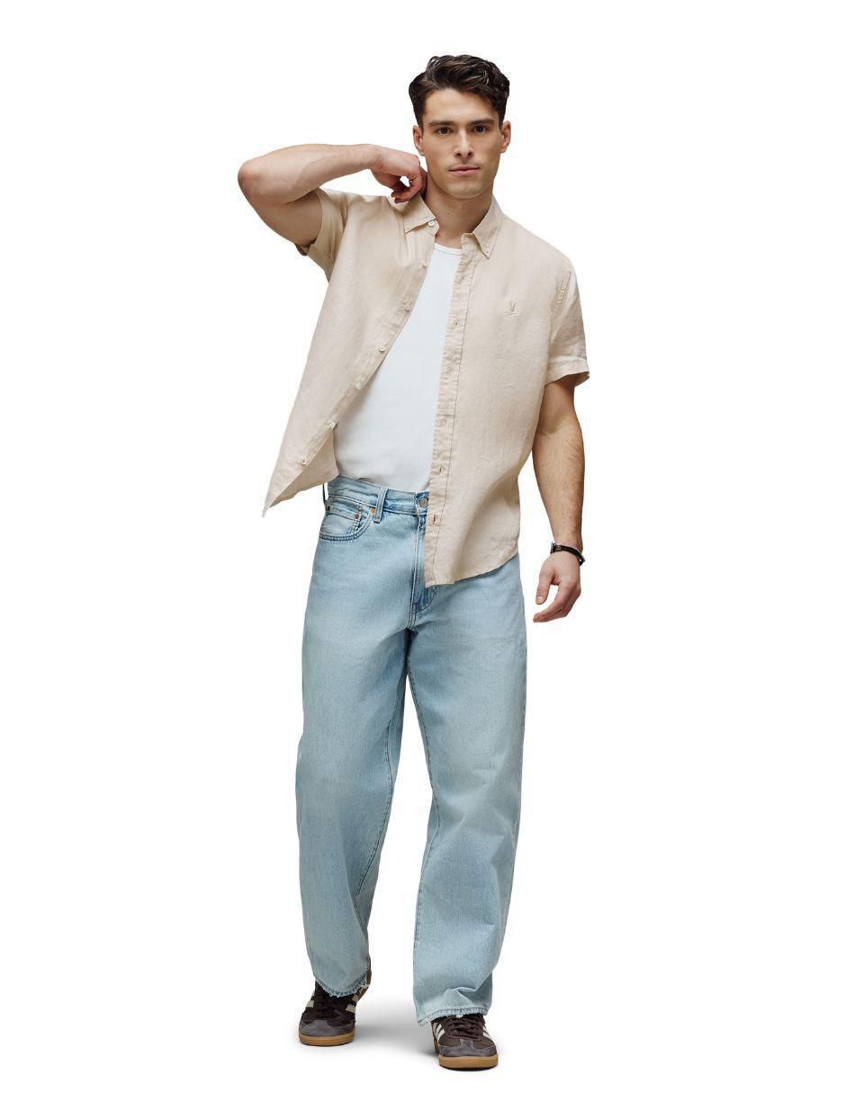 Camisa casual de lino manga corta para hombre 5